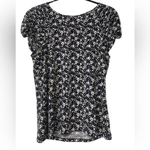 NWOT Tommy Hilfiger Navy Print Short Sleeved Top Size M